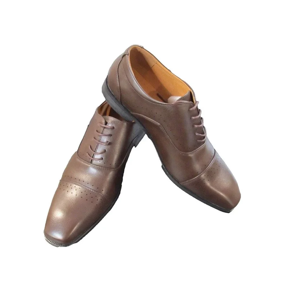 Parrazo Mens Brown Leather Dress Shoes Size 12 NIB Lace‑Up Oxford Classic Formal